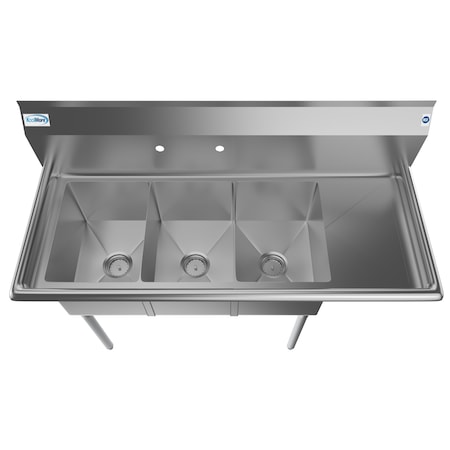 Koolmore 3 Compartment Stainless Steel NSF Commercial Kitchen Sink with Drainboard SC121610-12R3